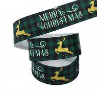 djgkENVQ Ruban de Satin, Rubans de Noël 1" 10-50 Yards avec Motif Joyeux Noël et Bordures en Gros-Grain(I,100yard)