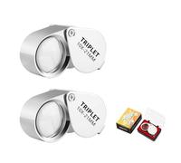 DJHUHN Loupe Bijoutier Pliable 10X 2pcs - Loupe de Poche pour Identification Bijoux, Pierres Précieuses & Antiquités