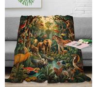 DJHVJS Jungle Animaux Bedding Couverture en Flanelle Moelleuse Chaudes 3D Imprimé Couverture en Microfibre Légères Couvertures Toutes Saisons Convient Adultes Et Enfants 60x80inch(150x200cm)
