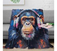 DJHVJS Le Singe Impression Douce Moelleuse Flanelle Couverture De Lit Jeté De Canapé Convient Adultes Et Enfants Rester Chaud en Hiver pour Voyager Lit Ou Canapé 70x80inch(180x200cm)