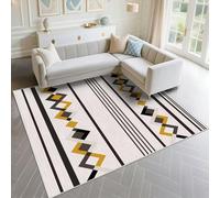 DJHWWD Décoration De Salon Entretien Facile 160x250cm, Gris Grand Tapis Exterieur Motif géométrique Moderne Jaune Noir pour Balcon