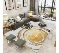 DJHWWD Grand Tapis Chambre Tapis Jaune Durable Graffiti Rond Motif Rétro Salon De Tapis Lavable Tapis Garcon Chambre 120X160Cm Terrasse Decoration 3Ft 11.2''X5Ft 3''