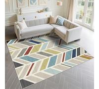 DJHWWD Moquette Intérieure Anti Glisse 140x180cm, Bleu Motif géométrique Moderne Gris pour Salon Salle à Manger