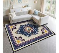 DJHWWD Restaurant De Tapis Anti Poussiere 160x200cm, Bleu Geant Motif Floral Vintage pour Salon Bureau