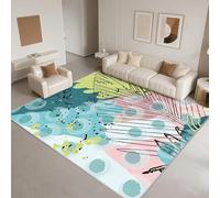 DJHWWD Tapis Chambre Bebe Anti Dérapant 200x250cm,Grand Tapis Géométrie Abstraite pour Salle A Manger,Parc,Chambre Adulte Bleu