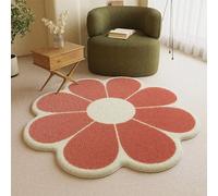 DJHWWD Tapis Chambre Bebe Anti Fatigue 100X100cm,Motif Floral Rouge pour Balcon,Chambre Adolescent Fille,Décoration