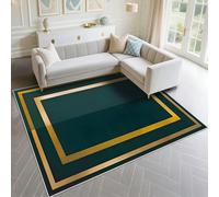 DJHWWD Tapis Chambre Enfant Fille Ne Blesse Pas Le Sol 60x90cm, Vert Paillasson Entree Motif de Rayures Jaunes Modernes pour la Chambre d'adolescent de Salon