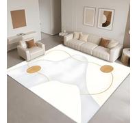 DJHWWD Tapis Chambre Fille Anti Dérapant 110x150cm,Abstraction Moderne pour Chambre Bébé,Parc,Salon Blanc