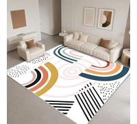 DJHWWD Tapis Chambre Fille Antiderapant 110x150cm,Géométrie Moderne pour Chambre Bebe Fille,Terrasse,Parc Blanc