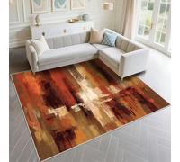 DJHWWD Tapis De Chambre Non Slip 150x200cm, Orange Motif Vintage Rouge Brun pour la Chambre à Coucher d'adolescent de Salon