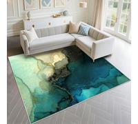 DJHWWD Tapis Enfant Fille Ne Blesse Pas Le Sol 80x120cm, Bleu Paillasson Exterieur Halo d'encre Abstrait Vert conçu pour Couloir de Salon