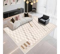 DJHWWD Tapis Extra Plat Non Slip 140x180cm, Gris Clair Rayures Modernes pour la Chambre et Le Couloir