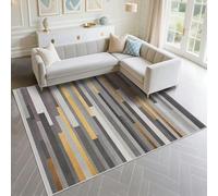 DJHWWD Tapis Insonorisant Anti Dérapant 160x230cm, Gris Jaune Moquette Grande Taille Motif Moderne à Rayures pour Le Bureau du Salon