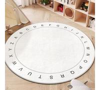DJHWWD Tapis Lavable en Machine Anti Poussiere 160X160cm,Blanc Rond pour Chaise De Bureau,Salle A Manger,Chambre Adolescent Fille