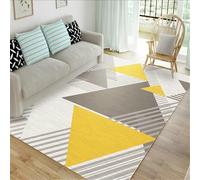 DJHWWD Tapis Moquette Salon Paillasson Extra Plat Decoration Chambre ado 160x210CM antidérapant et Non déformé Jaune géométrique Moderne de Couleur Grise Grande Taille
