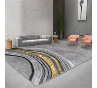 DJHWWD Tapis Parc Sejour d Exterieur terrasse 120x160CM antiderapant Gris de Sol Abstrait aux Rayures dorées pour Chambre à Coucher