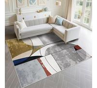 DJHWWD Tapis Poil Ras Anti Derapant 160x200cm, Gris Tapis Geant Motif géométrique Abstrait pour Couloir de Salon