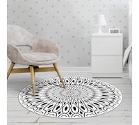 DJHWWD Tapis pour Chambre Poil Court 100X100cm,Noir Moderne pour Jardin,Chaise De Bureau,Chambre Adolescent Fille