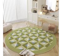 DJHWWD Tapis Shaggy Anti Glisse 80X80cm,Tapis Entree Interieur Vert Géométrique Moderne pour Entrée,Sol,Salle A Manger