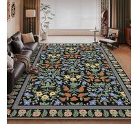 DJHWWD Tapis Sol Anti Dérapant Bleu Moderne 100x130CM,Rectangle Moderne À Imprimé Floral Bleu pour Chambre Enfant,Interieur,Salon