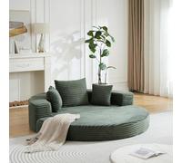 DJHWX Canapé-lit, de sol, pliable, utilisable aussi bien comme canapé semi-circulaire que comme lit de jour rond, accoudoirs avec poches en tissu, 180 x 180 x 57 cm, vert
