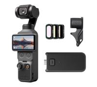 DJI Bundle Travel Osmo Pocket 4, caméra vlog de Poche avec nacelle, capteur CMOS 1 Pouce et 4K/240 IPS, stabilisation sur 3 Axes, Stockage intégré de 107 Go, poignée Batterie, filtres ND