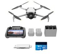 DJI Mini 4 Pro Bundle Fly More avec RC 2 (Radiocommande avec Écran), Mini Drone Pliable avec Caméra 4K, Moins de 0,549 lb/249 g, Temps de Vol de 34 min, 2 Batteries Supplémentaires, C0