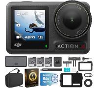 DJI Osmo Action 4 Adventure Combo - Caméra d'action étanche 4K avec étui à batterie, carte mémoire Lexar 64 Go, étui de protection, étui de transport et pack de protection amélioré 1 an CPS