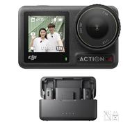 DJI Osmo Action 4 + Mic (2 TX+1 RX+Boîtier de recharge) - Caméra de vlogging avec capteur 1/1,3 pouce, HorizonSteady 360º, Mic au profil sonique net, protection anti-vent, idéal pour voyages et sports