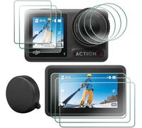 DJI OSMO Action 4 Screen Protector Set,Ultra Clear Tempered Glass Screen Protector + Lens Protector + Lens Cover