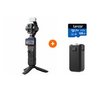 DJI - Osmo Pocket 4P Vlog Combo + Poignée batterie + Carte 128Go