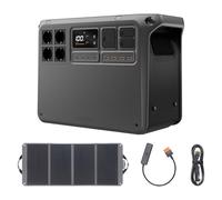 DJI Power 2000 Station électrique portable, batterie LFP de 2 048 Wh, sortie de 3 000 W, recharge de 0 à 80% en 45 min, format compact, panneau solaire 120 W, camping-car, toits, pour l’extérieur