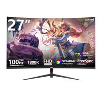 DJiEX Écran d'ordinateur incurvé 27" 100 Hz FHD 1080p, HDR, 99 % sRVB, 1800R, compatible VESA, pour tablette, bureau, bords étroits sur trois côtés, filtre de lumière bleue, ordinateur portable et PC