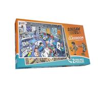 Djigsaw Vu in The Classroom - Lot de 2 Puzzles de 1000 pièces par Ricardo Galvao - Puzzle défi de Voyage dans Le Temps avec salles de Classe futuristes et Vintage - Concept Amusant et Unique pour