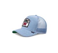 DJINNS Casquette 'DNC Cherry' bleu denim / rouge sang / blanc cassé, Taille 55-60