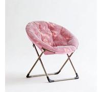 Djioyer Moon Chair Grand Fauteuil Pliant en Fausse Fourrure-Fauteuil de Salon Doux avec Cadre en métal Robuste-Chaise d'appoint Confortable sans Montage pour Salon,Chambre à Coucher,Chambre,Rose