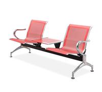 DJJYCTNM Banc D'attente Airport 2 Places, Chaises D'attente Robustes avec Accoudoirs et Table Basse, Banc de Réception en Métal pour Bureau, Hôpital, Banque, Aéroport, Marché(Red)