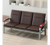 DJJYCTNM Canapé de Réception de Bureau 3 Places, Banc D'attente Airport en PU avec Accoudoirs en Bois, Mobilier de Hall de Bureau pour Clinique, Hôpital, Banque(Brown)
