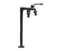 DJJYCTNM Colonne d'eau de Jardin À Double Sortie en Cuivre - Robinet Vertical D'extérieur Résistant au Froid et Au Gel, Robinet D'arrosage de Jardin(Black,42CM/17IN)