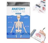 DJMAW Outils d'étude de la physiologie, Cahier d'exercices d'anatomie, Plus de 100 Pages Couleur effaçables à Sec, Illustrations anatomiques interactives pour étudiants en médecine