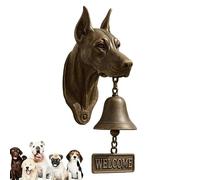 DJMAW Sonnette de Bienvenue rétro 3D pour Chien - Sonnette Murale Vintage en Fonte et résine avec Carillon en Laiton pour Porche, Porte d'entrée, Jardin et terrasse(Doberman)