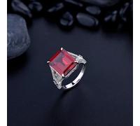 DJMJHG 100% Argent Sterling 925 12 × 14 mm Rubis à Haute teneur en Carbone bagues en Diamant pour Les Femmes fête de Mariage Bijoux Fins 9