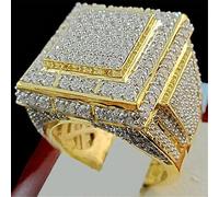 DJMJHG Anneaux pour Hommes Bijoux De Mode De Luxe Bague en Or 24 Carats Zircon Cubique Marié Mariage Fête De Fiançailles Cadeau 11