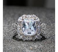 DJMJHG Bague de fiançailles Femme avec Pierres précieuses de Taille carrée Rose/Jaune/Blanc Couleur Argent 925 Bijoux Dame Cadeau 9 Blanc