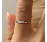 DJMJHG Gold Color Thin Finger Rings for Women Inlaid Dazzling Cubic Zirconia Low-Key Bridal Wedding Ring Trendy Jewelry 7 F863