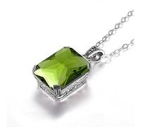DJMJHG Pendentif en Argent Sterling Bijoux en Argent Péridot Pierre précieuse Naturelle Pendentifs bohème Vintage Bijoux en Argent