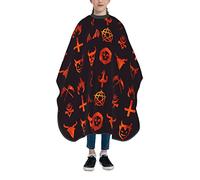 DJNGN 39x47in Pouces Enfants Coupe De Cheveux Cape Evil Icon Baphomet Fire Tablier De Coiffeur Avec Fermeture Réglable Salon Barber Cape