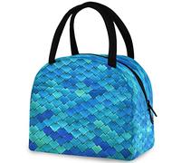 DJNGN 3d Magic Fish Scale Lunch Tote Bag avec Poche Avant Réutilisable Isotherme Thermique Fermeture à Glissière Glacière Conteneur Sac pour Travail Scolaire Pique-Nique Voyage Pêche Plage