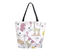 DJNGN Animal Collection Canvas Tote Bag Sacs d'épicerie réutilisables Sac de transport fourre-tout avec poignées