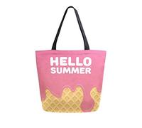 DJNGN Bonjour été crème glacée toile fourre-tout sac transport sac à bandoulière pour faire du shopping voyage réutilisables